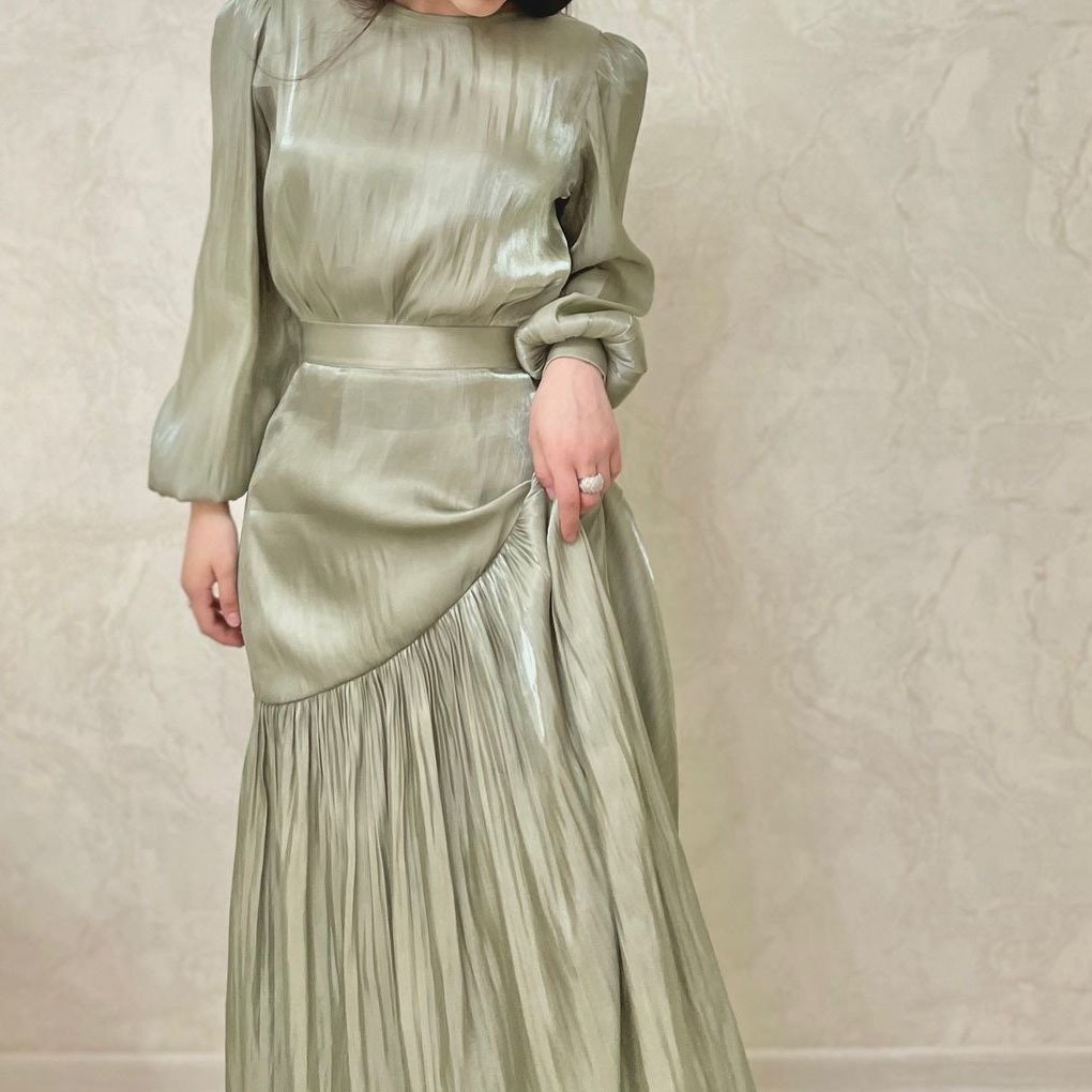 Pleated Lace-Up A-Line Dress, picture 5 of 6
