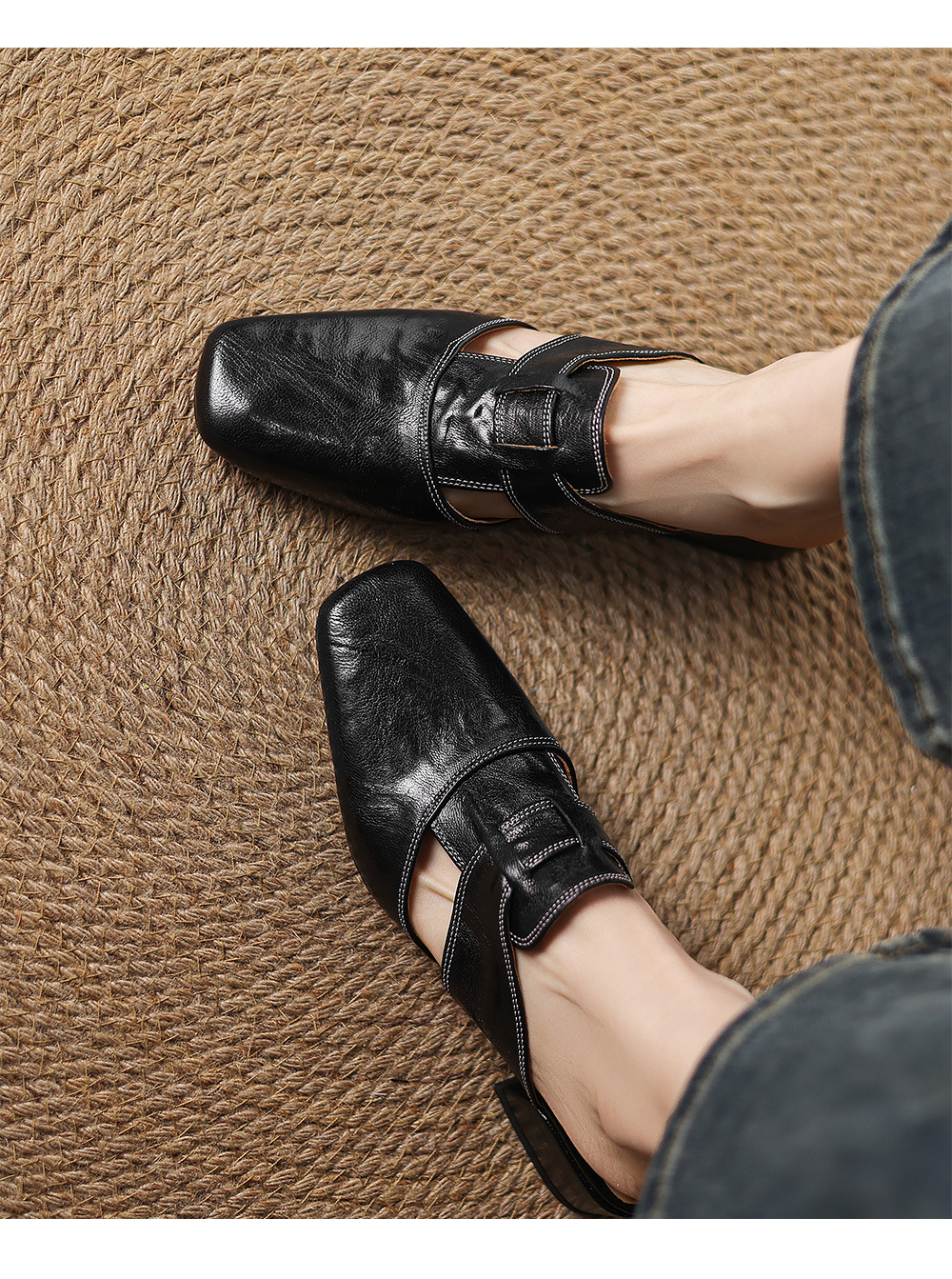 Retro Closed Toe Half Slippers