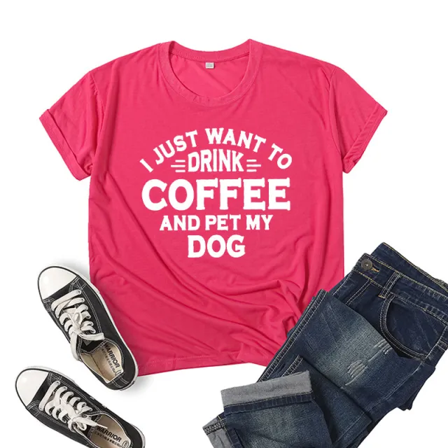Printed Short Sleeve Round Neck T shirt Rose - Shop at LoveMi