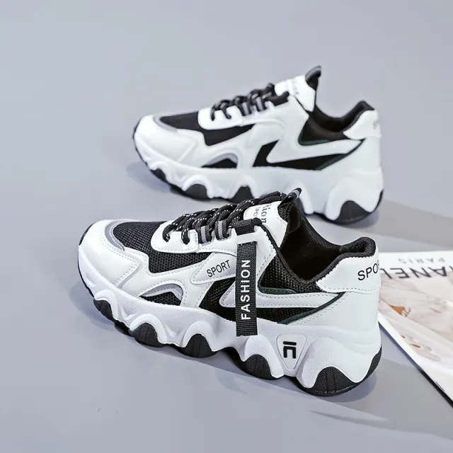 Breathable Sneakers With Thick Insoles For Women Students Running Black - Shop at LoveMi