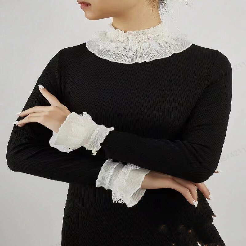 Fake Collar Lace Cuff Pullover Korean Style Super Fairy Lace