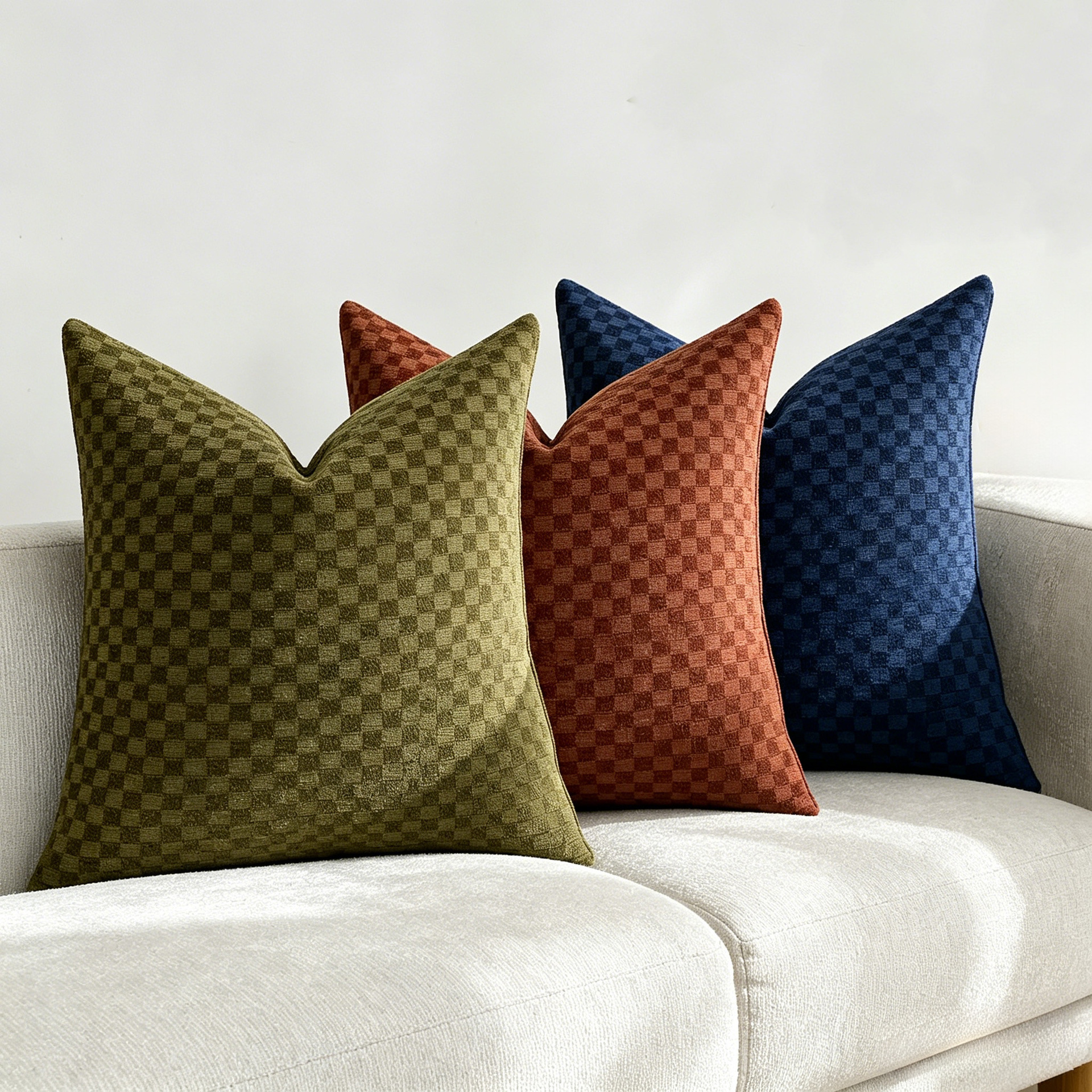 Chenille Three-dimensional Small-check Throw Pillow Sofa Cushion Cover Solid Color — foto 12