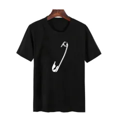 Valentine's Day T-shirt Short Sleeve Couple Lock Print - Black - View 1