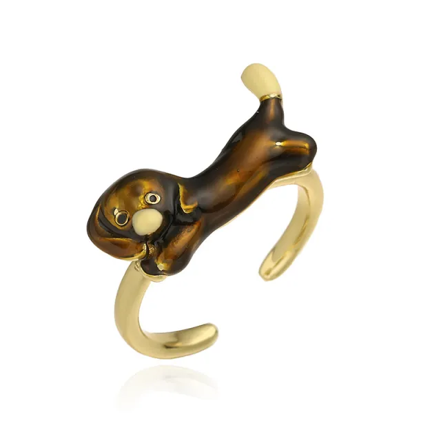 European And American Colorful Oil Necklace Sausage Dog Ring Gold - Shop at LoveMi