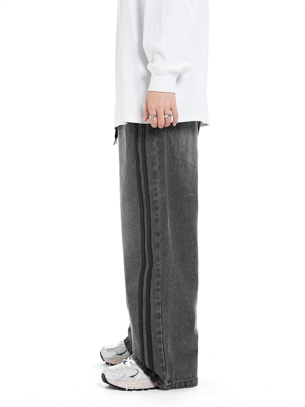 Men's Retro Drawstring Elastic Waist Wide Leg Pants