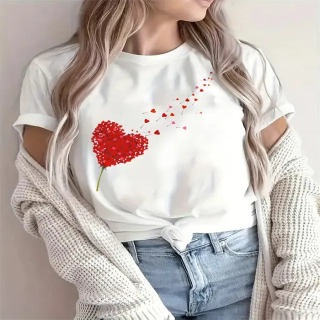 Women's Printed Crew Neck Plus Size Short Sleeve Top White - Shop at LoveMi