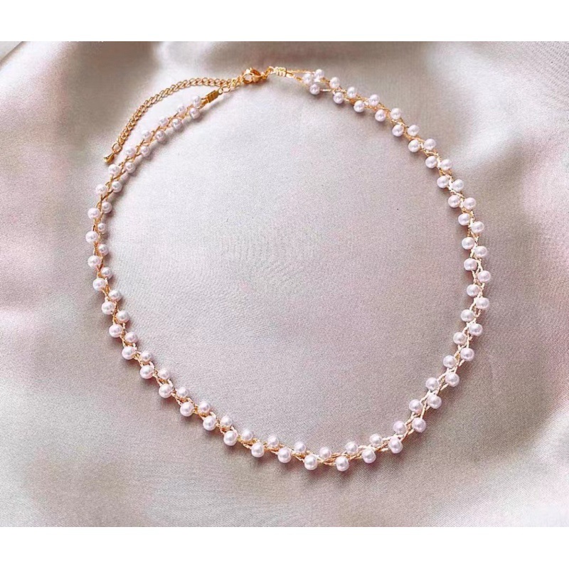 Women's Fashion Pearl Hand-knit Necklace Light