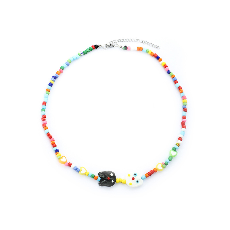 Cartoon Cat Dopamine Necklace Women's Colorful Beaded Necklace Bracelet