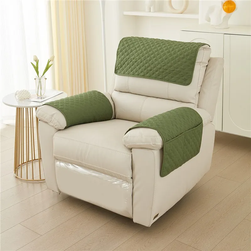 Sofa Headrest Armrest Pad Three-piece Set - Army Green