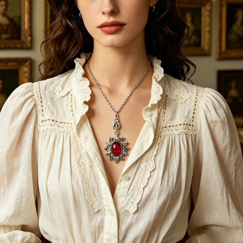 Gothic Crystal Necklace Victorian Flower