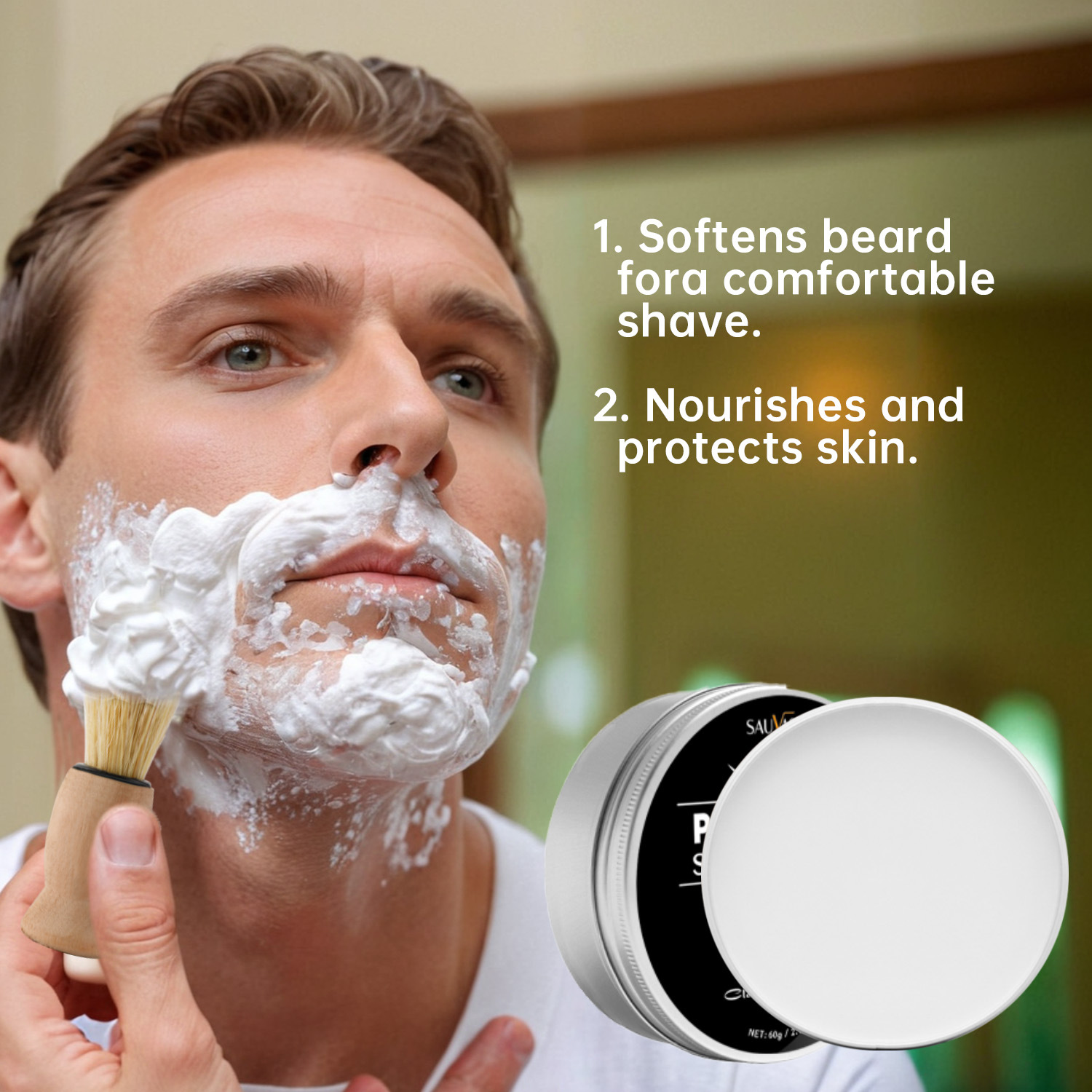 Mint Shaving Soap 60g With Brush