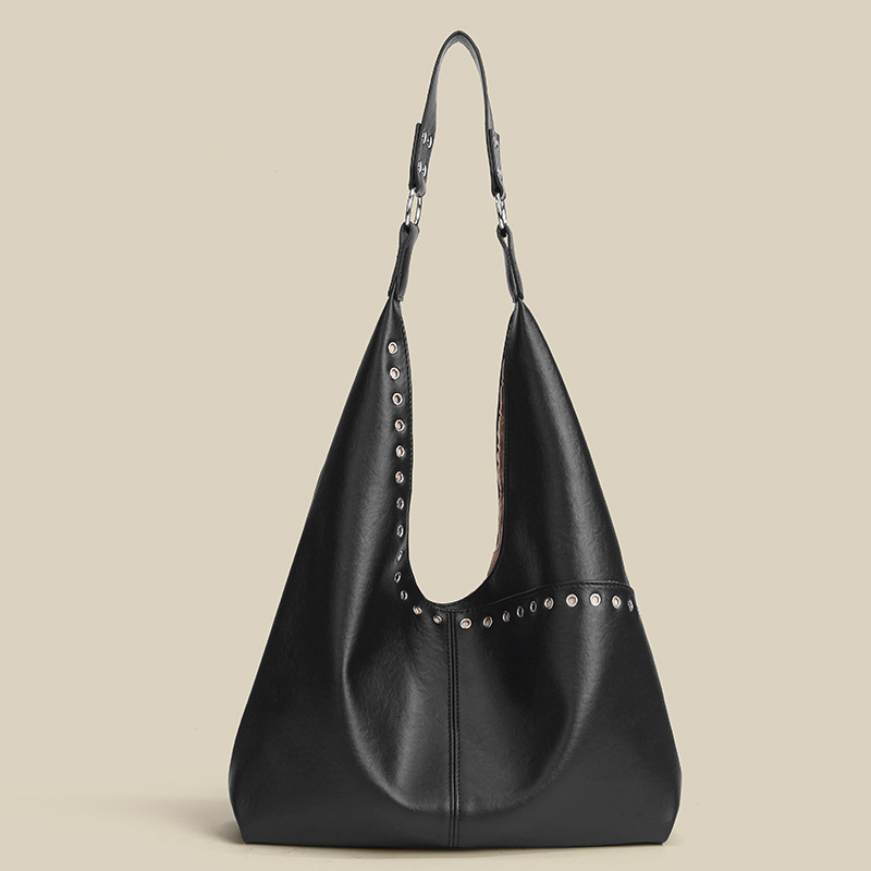 Sophisticated Retro Rivet Large-Capacity Womens Tote Bag