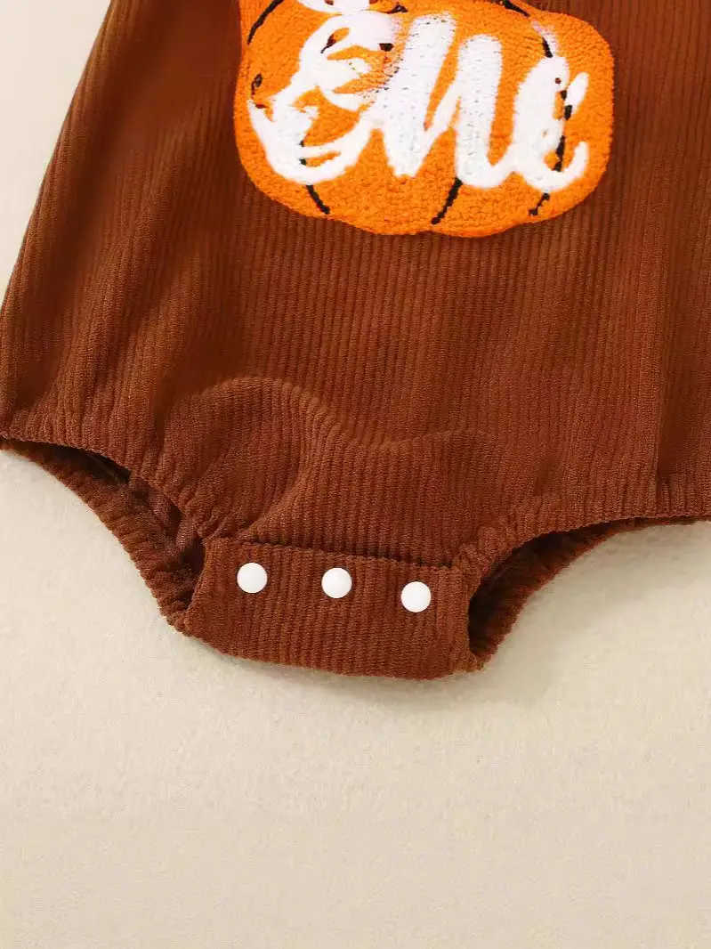 Infant Chilren Waistcoat Corduroy Towel Embroidery Pumpkin Rompers Jumpsuit