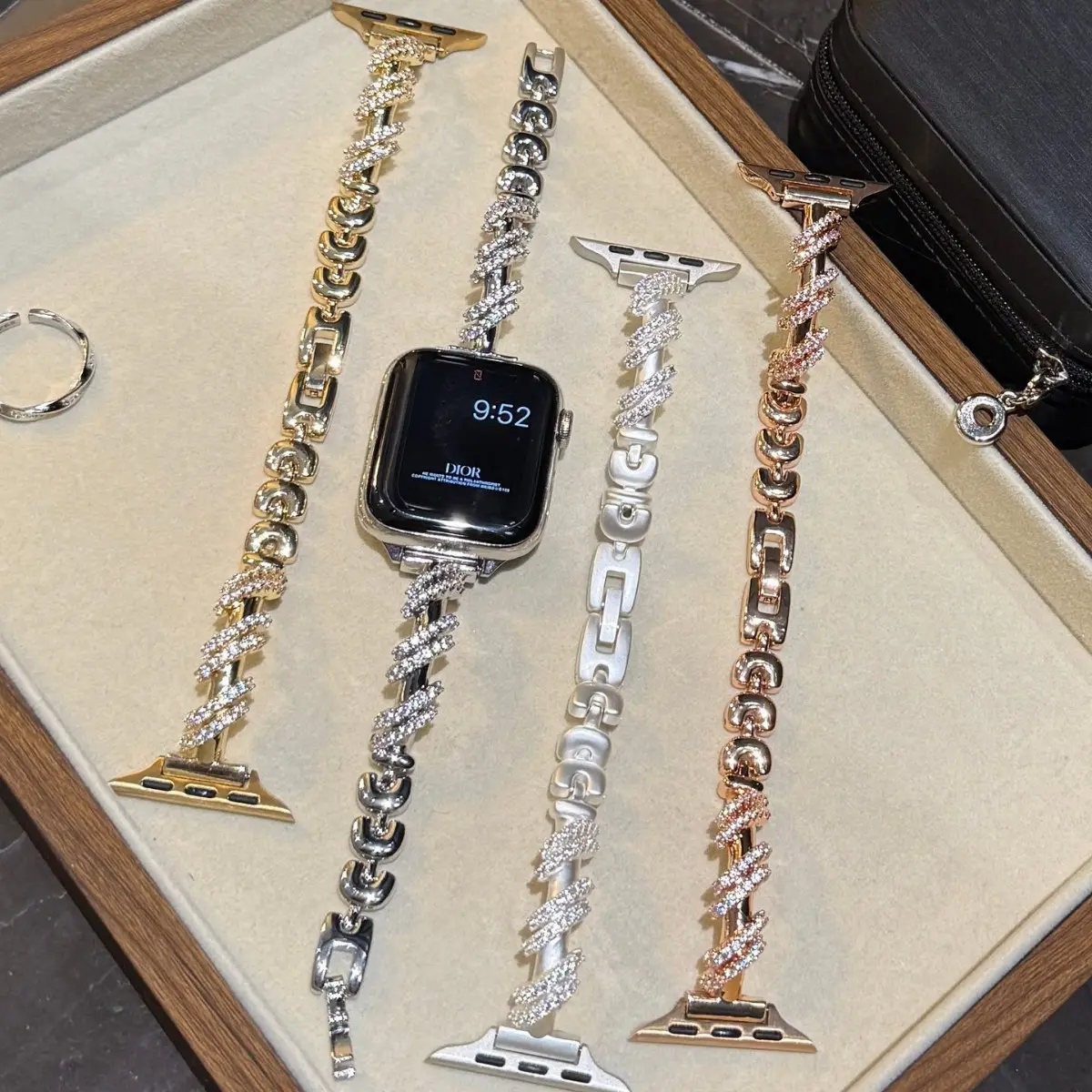 Rotating Diamond-set Copper Watch Strap