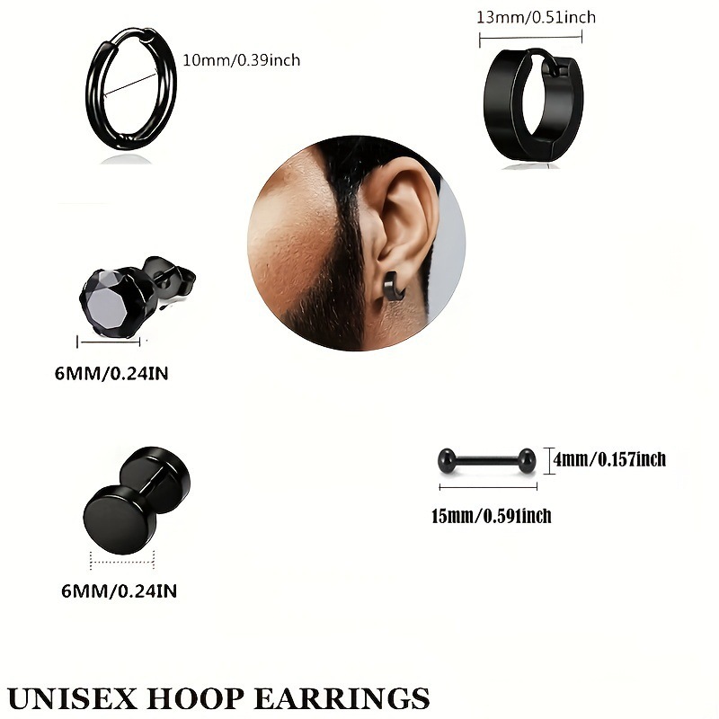 Carbon Fiber 8mm Set Belt Tire Barbell Earrings With Slot