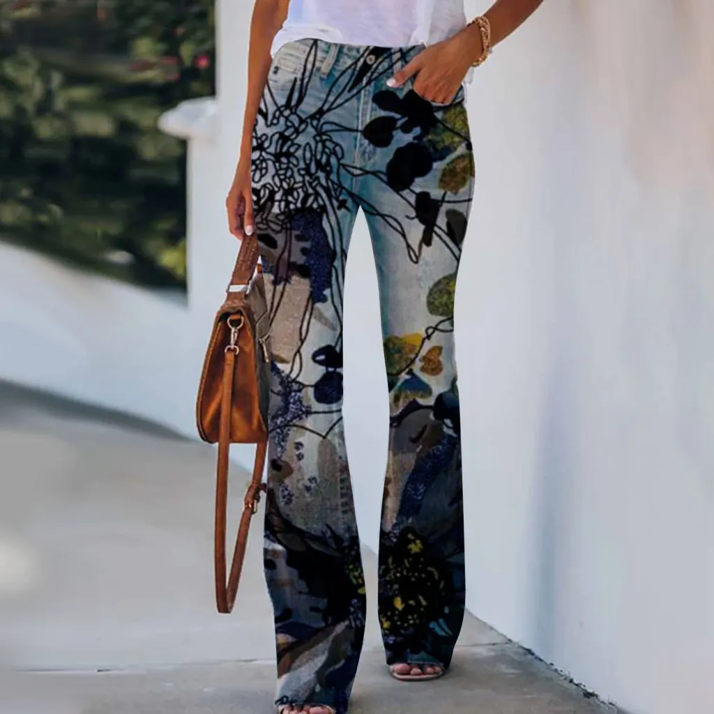 Summer New Flower-bird Print Women's Trousers - 2 Style-M