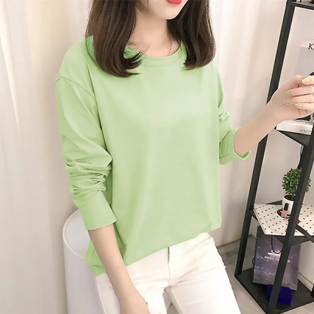 Spring And Autumn New T shirt Versatile Bottoming Shirt Slim Fit Slimming Green - Shop at LoveMi