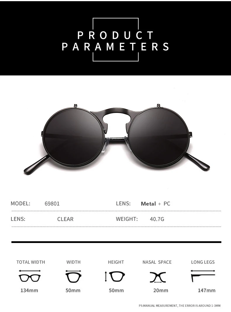 Title 1, Round frame flip sunglasses