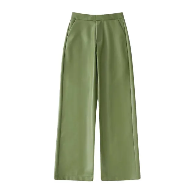 Women's Casual Loose Fitting Suit Pants Faux Leather Set Trousers M - Shop at LoveMi