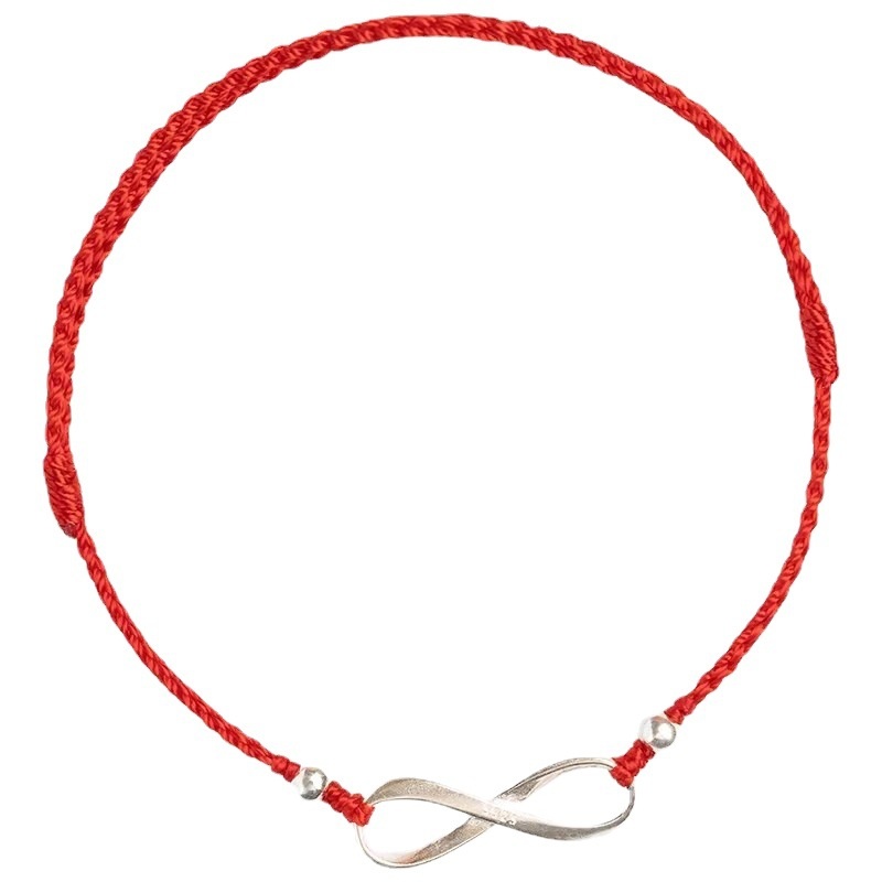 Women's Woven 925 Sterling Silver Red Rope Bracelet