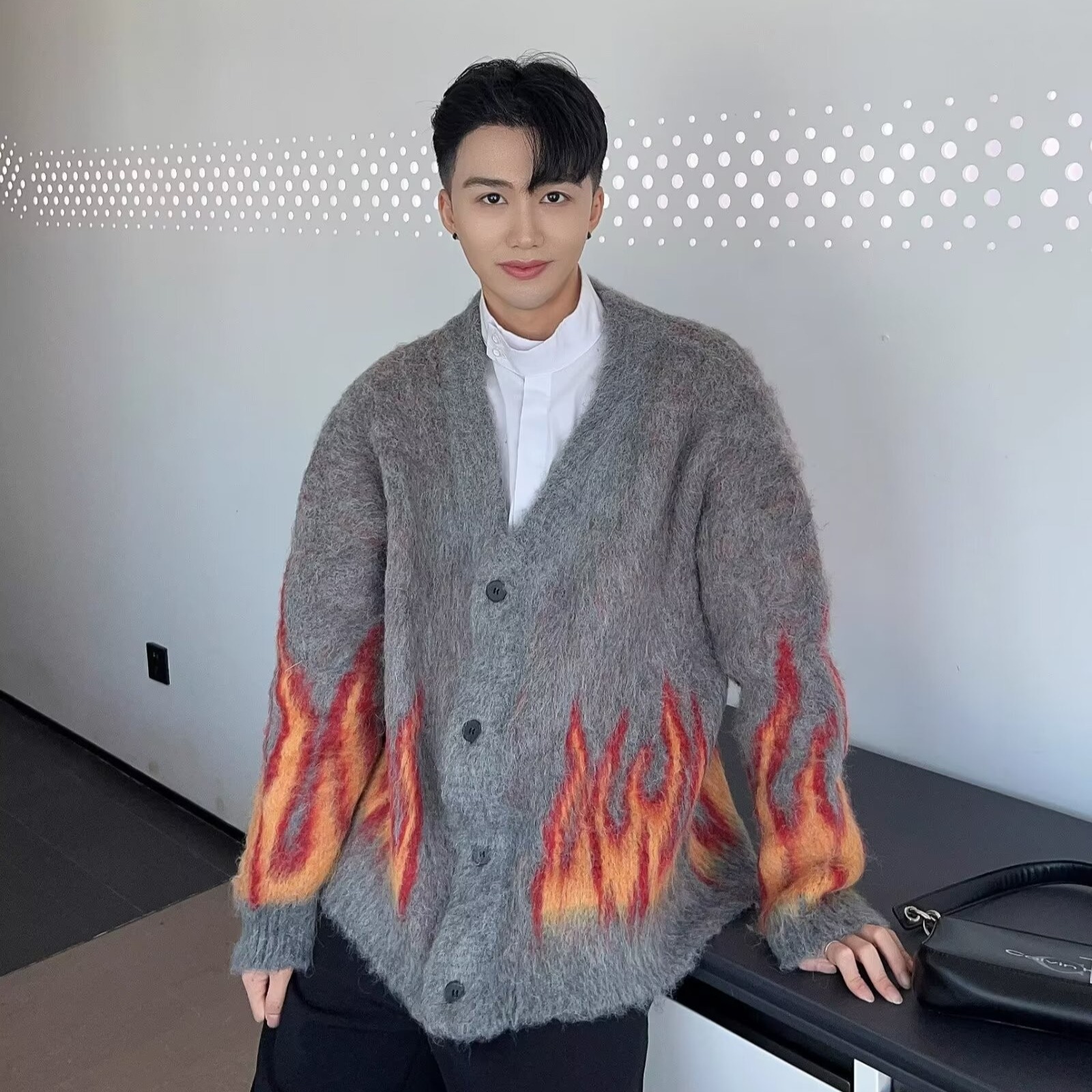 Mohair Knitted Cardigan Sweater For Men And Women