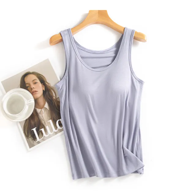 Plus Size Sling Vest With Chest Pad One piece Inner Wear Loose Inner Wear Anti exposure Blue - Shop at LoveMi