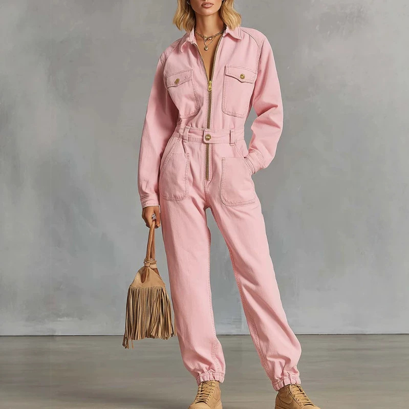 Retro Western Zip-Up Jumpsuit product image