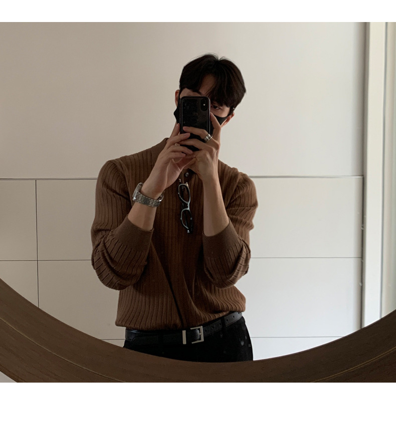 Lightly Mature Knitted Polo Shirt Men's French Style Design Lapel Sweater