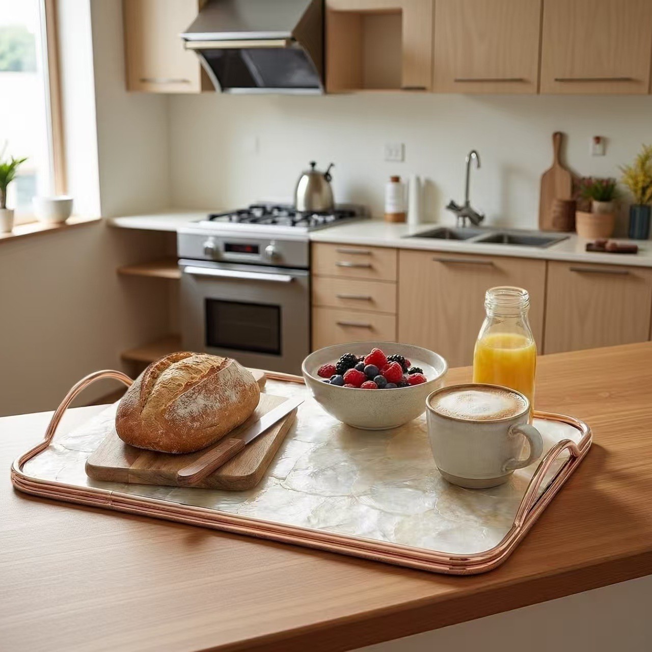 European-style Light-luxury Golden Shell-shaped Tray