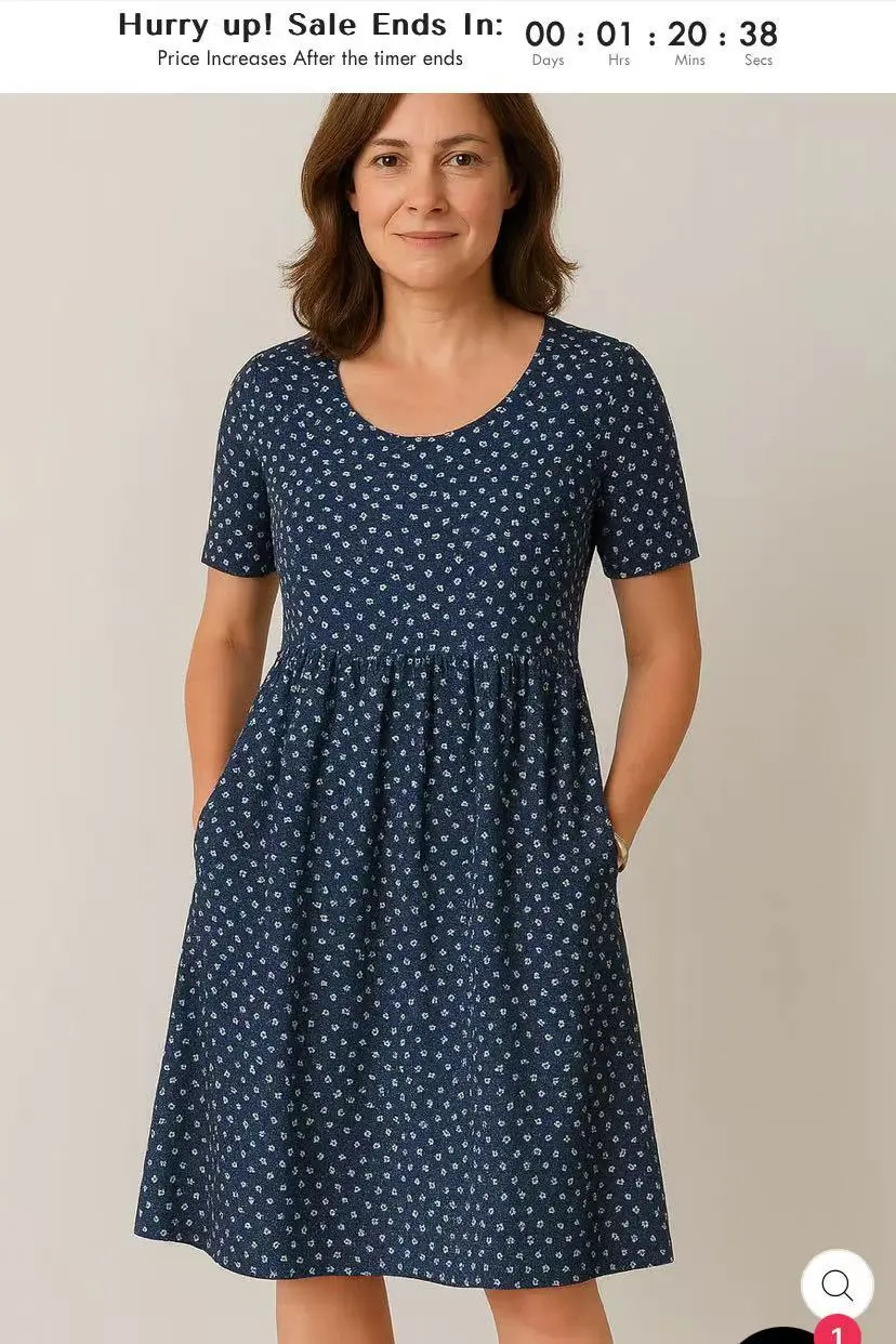Round Neck Collar T-shirt Short Sleeve Stitching Pocket Skirt - 05Color-2Xl