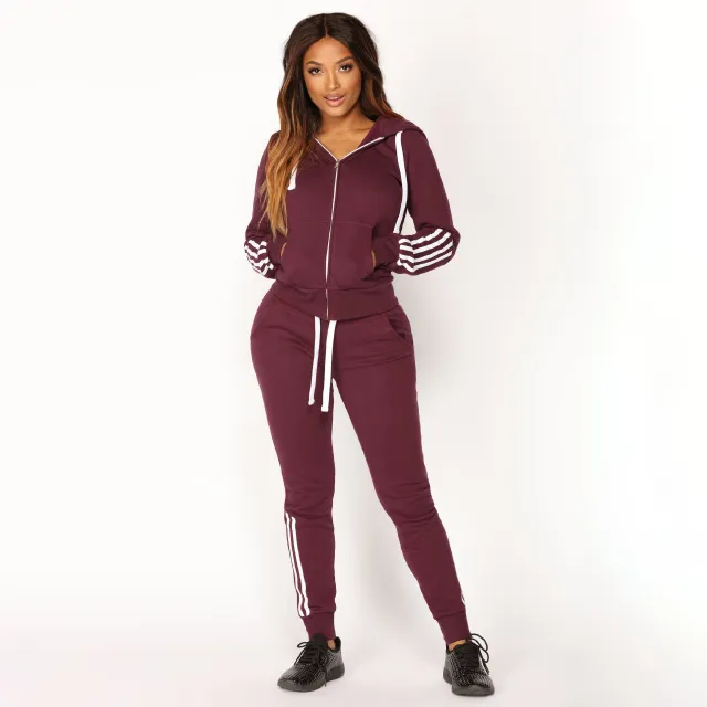 Women's Long sleeved Trousers Sportswear Suit Wine - Shop at LoveMi