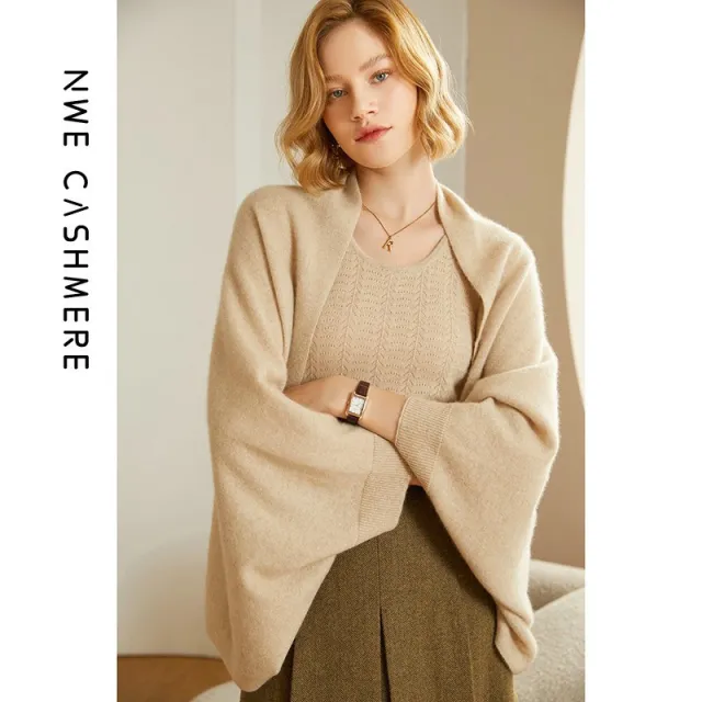 Cardigan Outer Wear Fashionable Warm Shoulder Pad Women's Scarf Beige - Shop at LoveMi