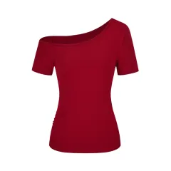 Women's Slim-fit Short-sleeved T-shirt - Red - View 1