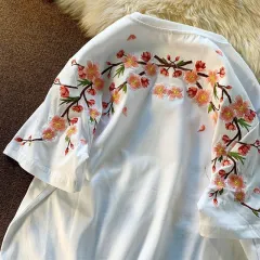 Trendy Short Sleeve Shirt Loose Women's Top - White - View 1