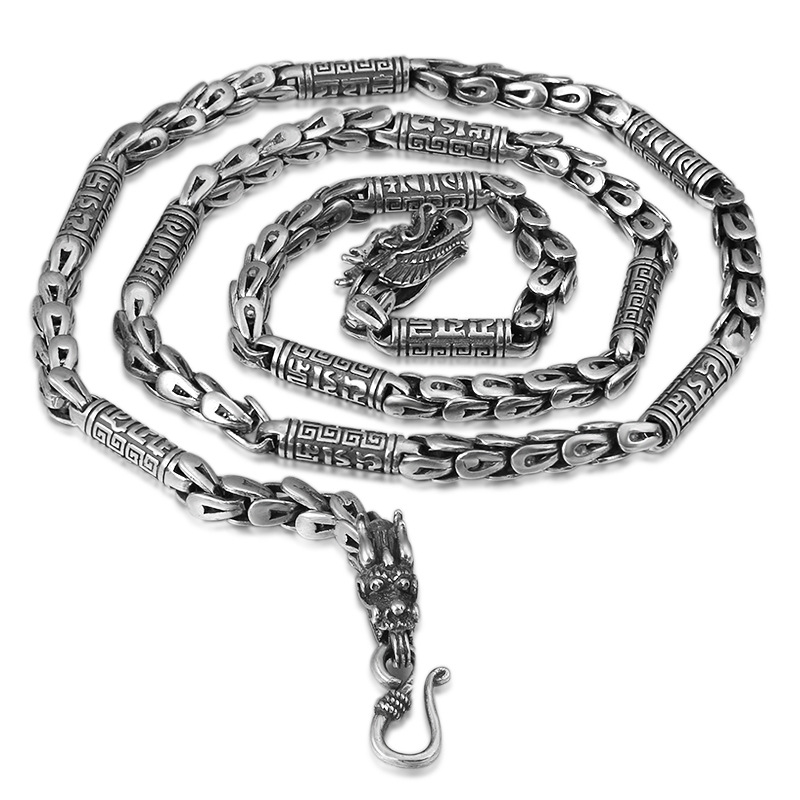 S925 Sterling Silver Men's Classic Vintage Thai Silver Necklace
