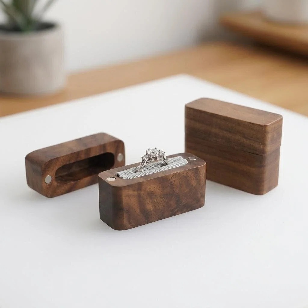 Solid Wood Mini Ring Jewelry Storage Box