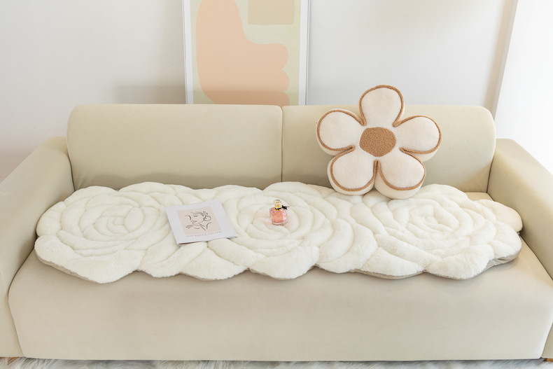 Title 13, Retro Rose-shaped Plush Thickened Cushion Non-s...