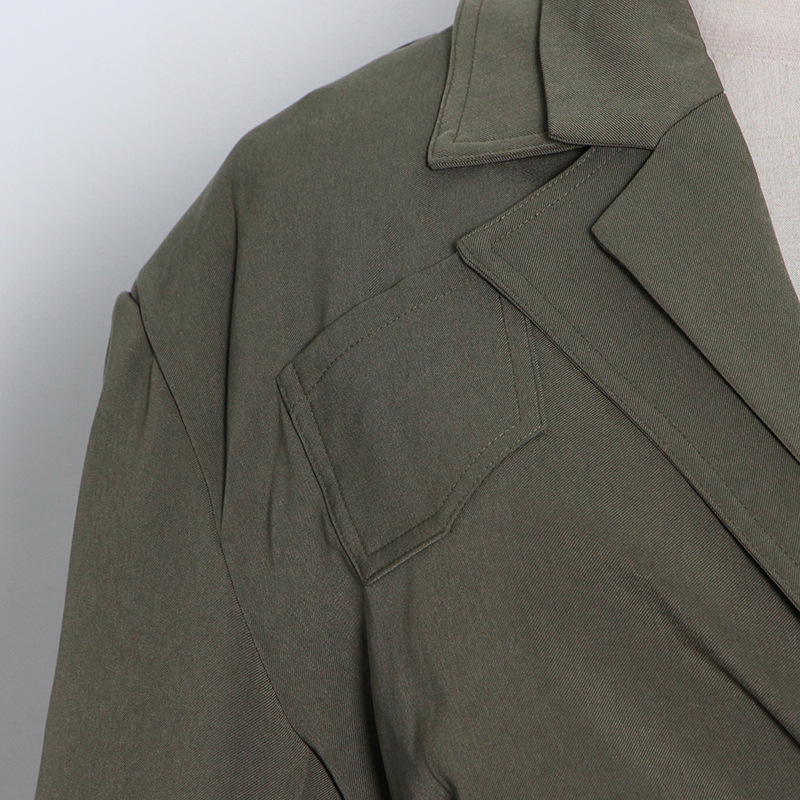 Title 7, Irregular-panel Single-breasted Lapel Long Coat...