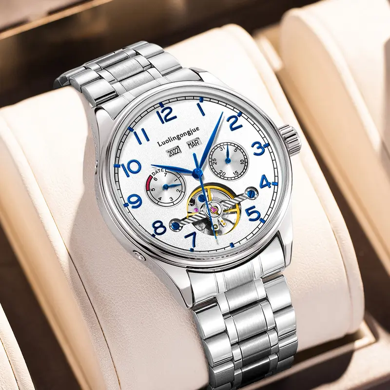 Business Hollow Men's Stainless Steel Mechanical Watch