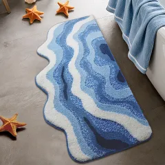 Long Flocking Anti Slip Pad With Strong Water Absorption - Blue Sea - View 1