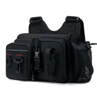 Men's Crossbody Multifunctional Lure Waist Bag - Black