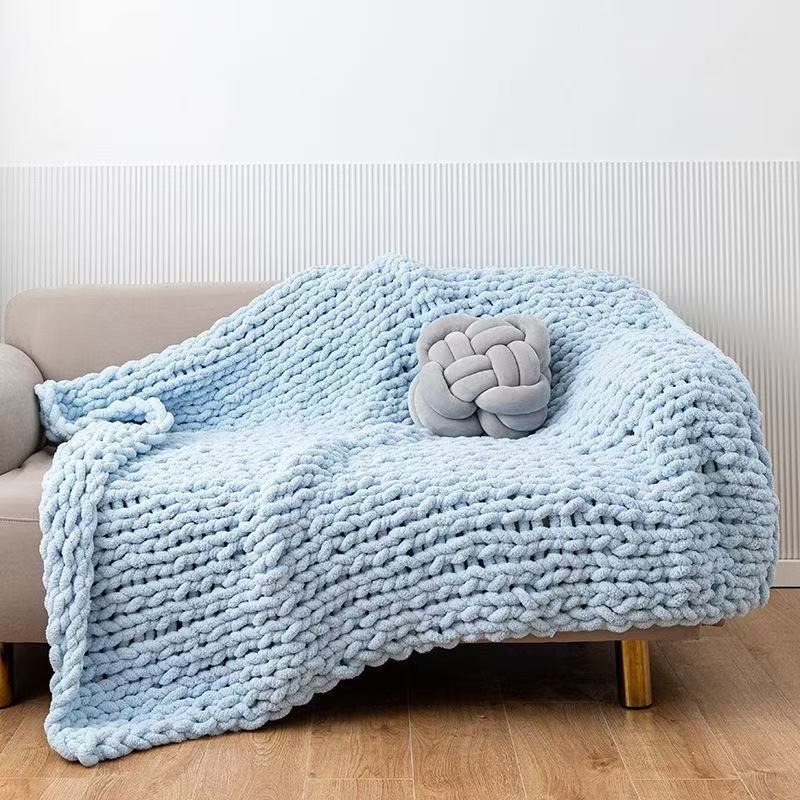 Chenille Knitted Handmade Throw Blanket