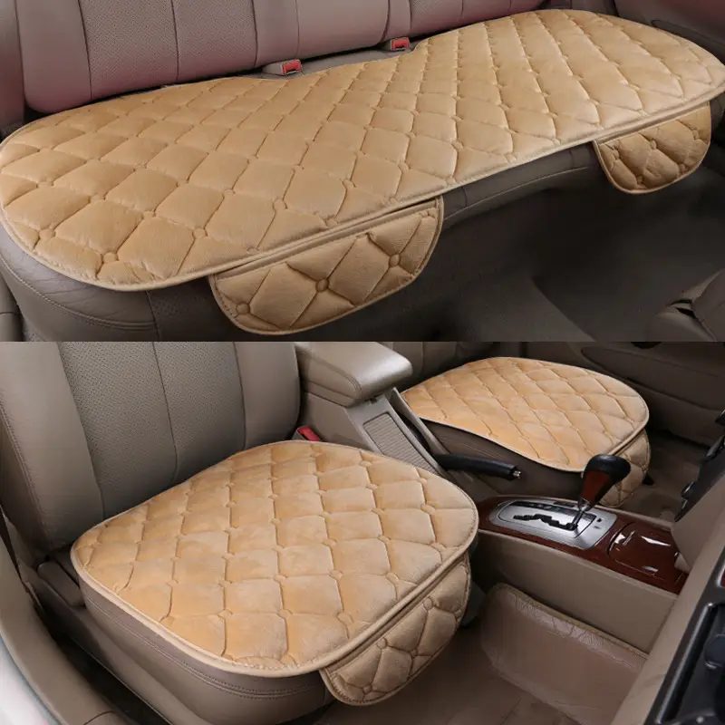Car Plush Cushion Three-piece Set Tie-free Non-slip Without Backrest