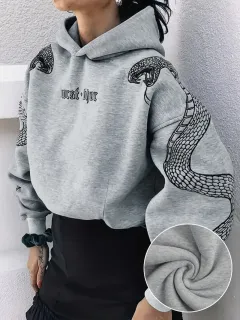 Women's Printed Hooded Pullover Loose-fit Vintage Sweatshirt Top - A2590680-6Xl - View 1