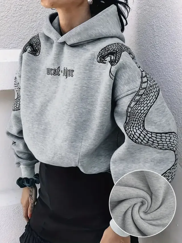 Women's Printed Hooded Pullover Loose fit Vintage Sweatshirt Top A2590680 6Xl - Shop at LoveMi