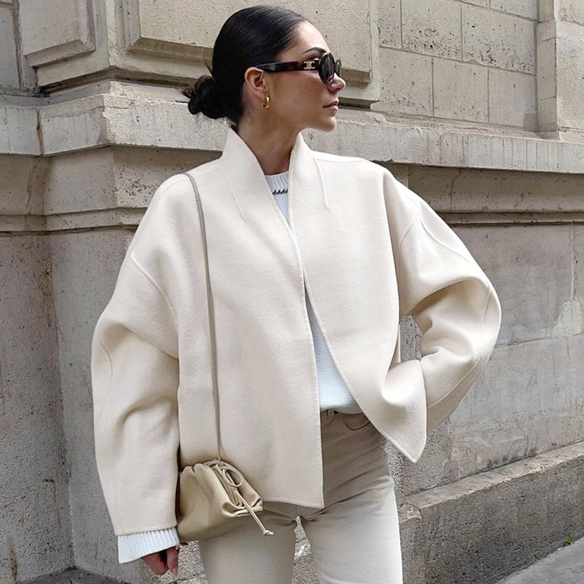 Women's Fashion Spliced Warm Woolen Coat