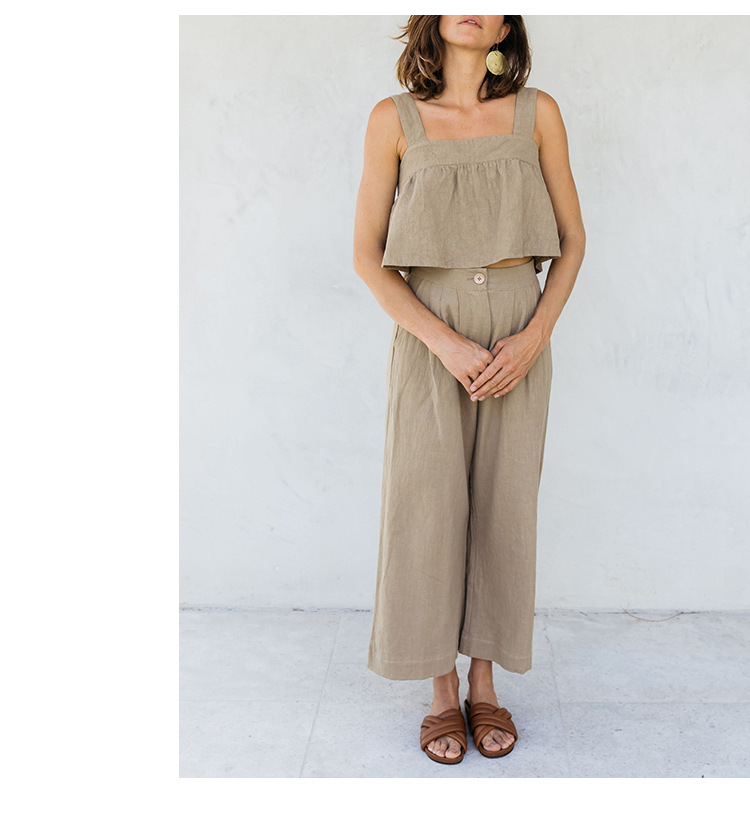 Women's Summer New Square Collar Strap Backless Special-interest Design Short Overall Dress Set