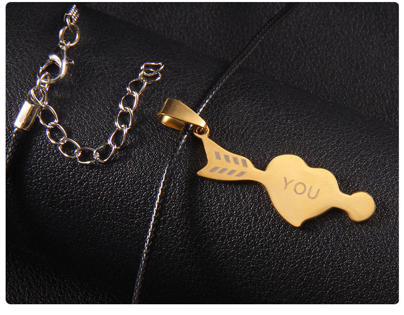 Cute Heart Couple Necklace With One Arrow LOVEYOU Clavicle Chain