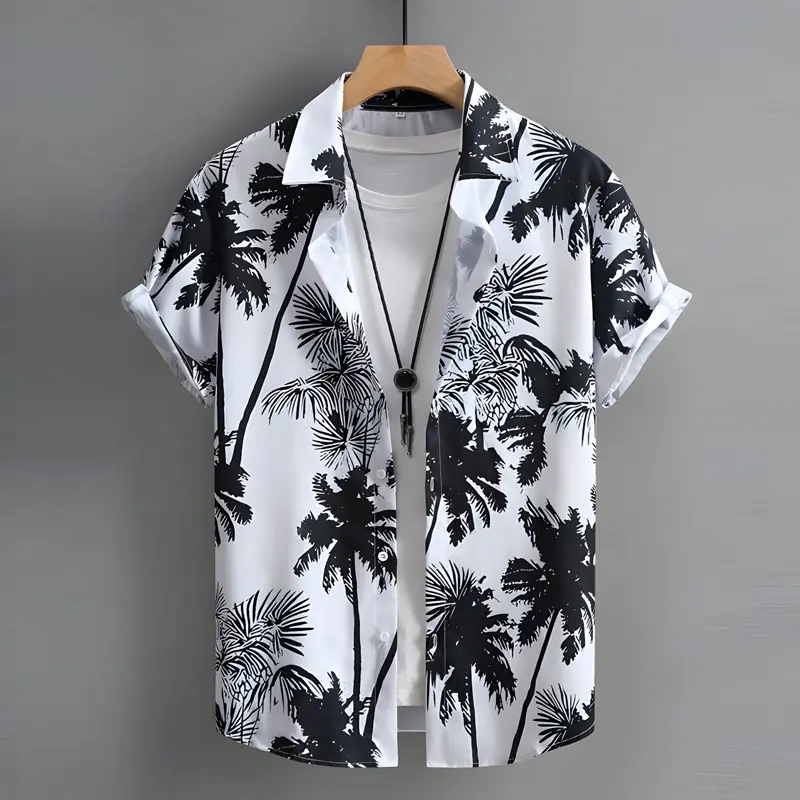 Hawaiian Men's Summer 3D Printed Short-sleeved Shirt