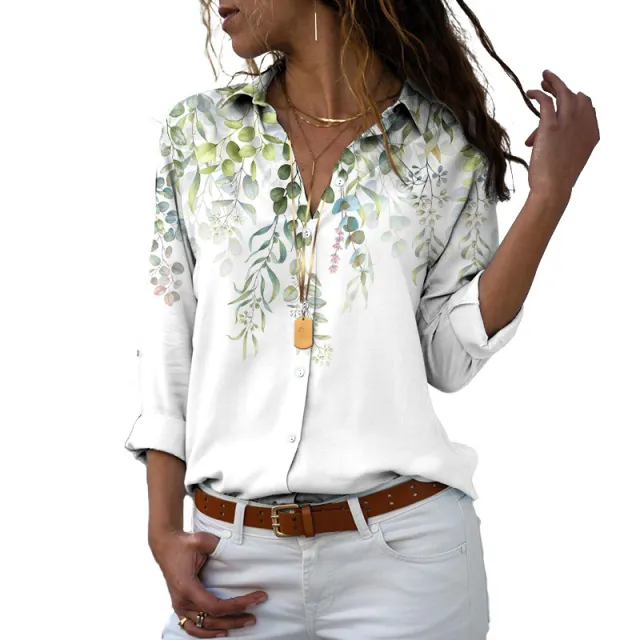 Flower 3D Digital Printing Long Sleeve Lapel Shirt P03723 3Xl - Shop at LoveMi